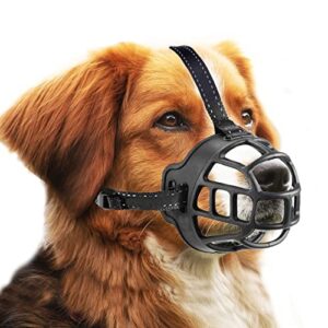 Silikon-Korb Hund Maulkörbe Verhindert Bellen ILEPARK Korbmaulkorb für Hunde Atmungsaktiver Rundum-Abdeckung des Und Verstellbare Träger Beißen und Kauen.